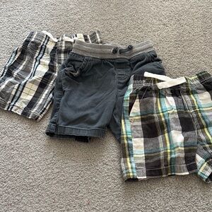 Jumping Beans Kids Plaid and Solid Shorts Trio